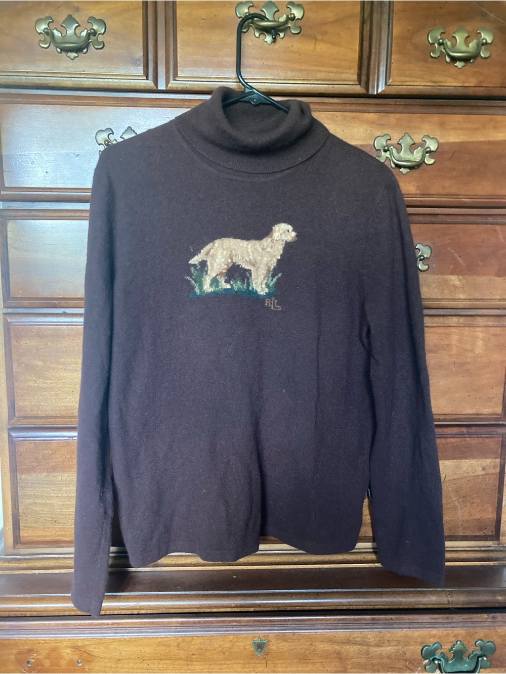 Vintage Ralph Lauren Brown Turtleneck Golden Retriever Sweater